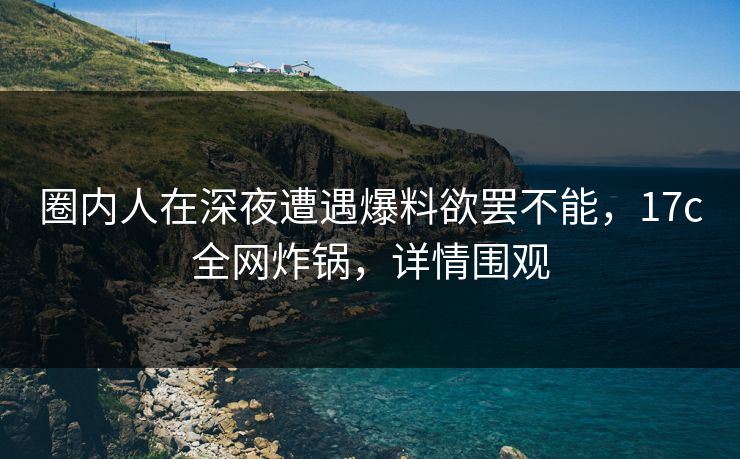 圈内人在深夜遭遇爆料欲罢不能，17c全网炸锅，详情围观