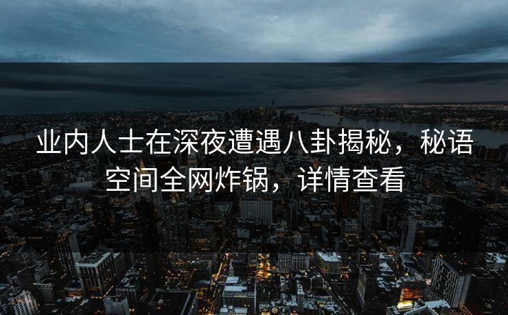业内人士在深夜遭遇八卦揭秘，秘语空间全网炸锅，详情查看