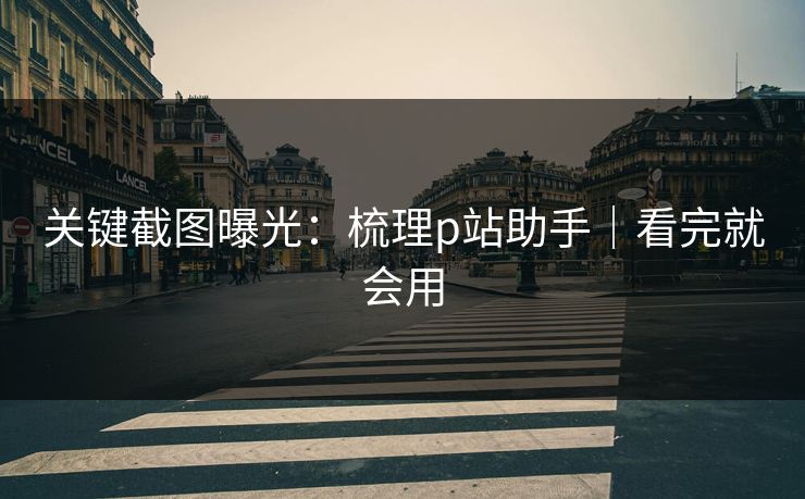 关键截图曝光：梳理p站助手｜看完就会用